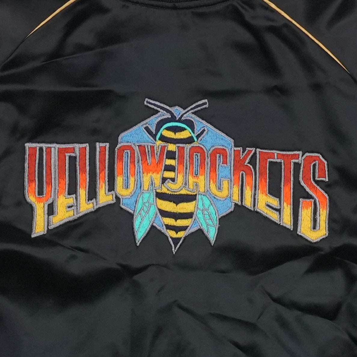 1980s Warner Bros Yellowjackets Satin Jacket Detail 3