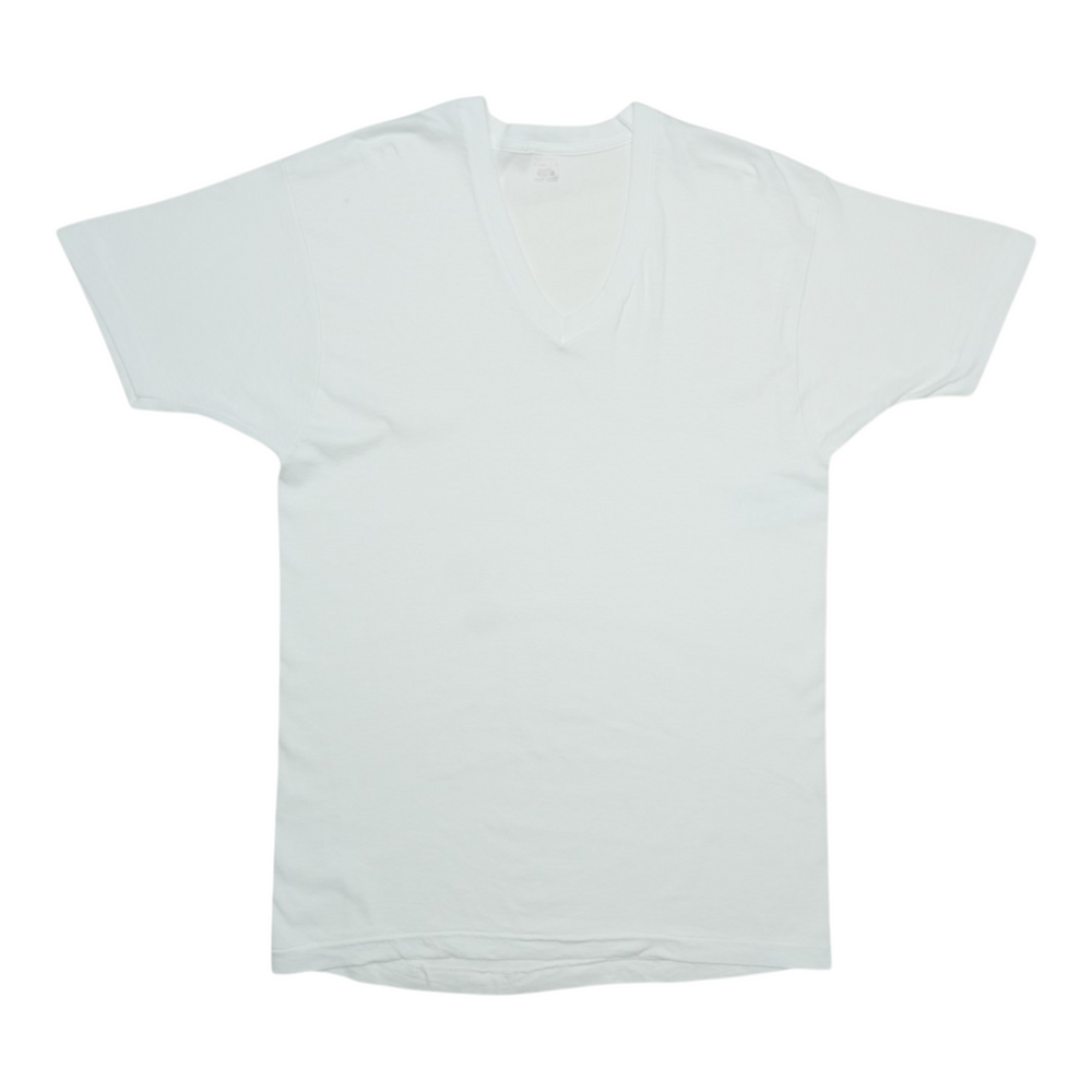1980s Blank White FOTL V-Neck Shirt Front