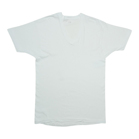 1980s Blank White FOTL V-Neck Shirt Front
