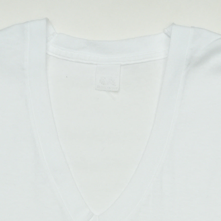1980s Blank White FOTL V-Neck Shirt Detail 1