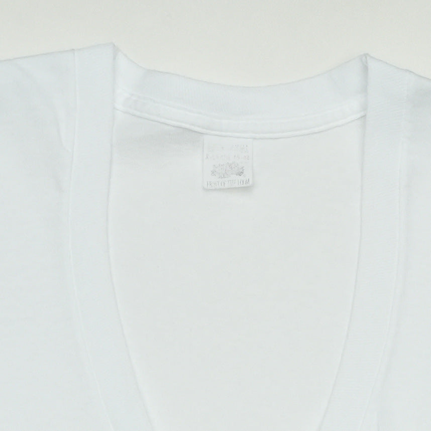 1980s Blank White FOTL V-Neck Shirt Detail 1