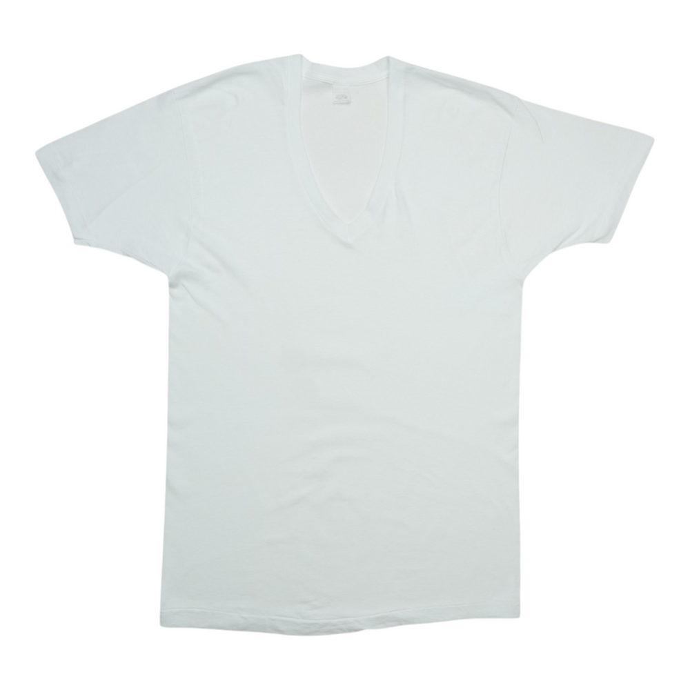1980s Blank White FOTL V-Neck Shirt Front