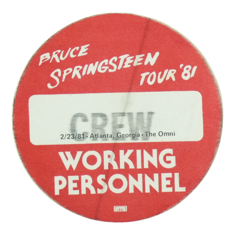 1981 Bruce Springsteen Tour Atlanta Omni Working Crew Pass front