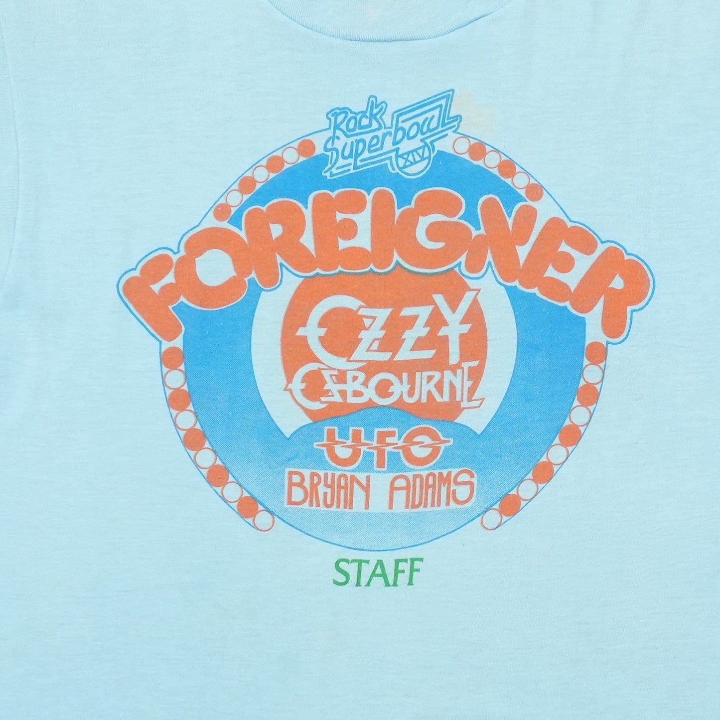 1982 Foreigner And Ozzy Osbourne Tangerine Bowl Staff Shirt