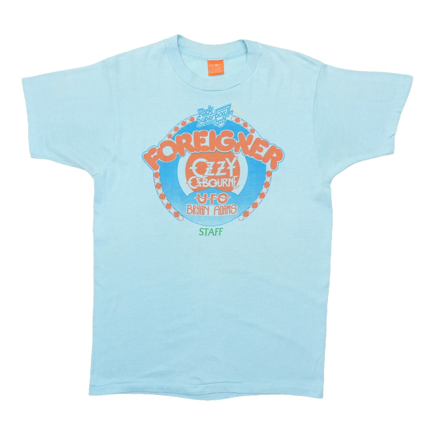 1982 Foreigner And Ozzy Osbourne Tangerine Bowl Staff Shirt