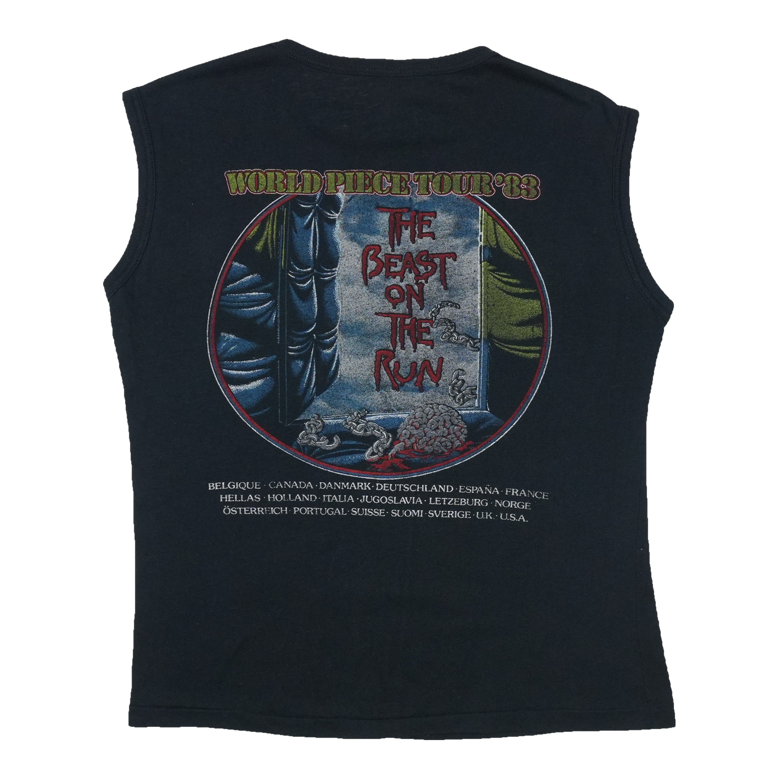 Buy 1983 Iron Maiden World Piece Tour Sleeveless Shirt - Vintage T