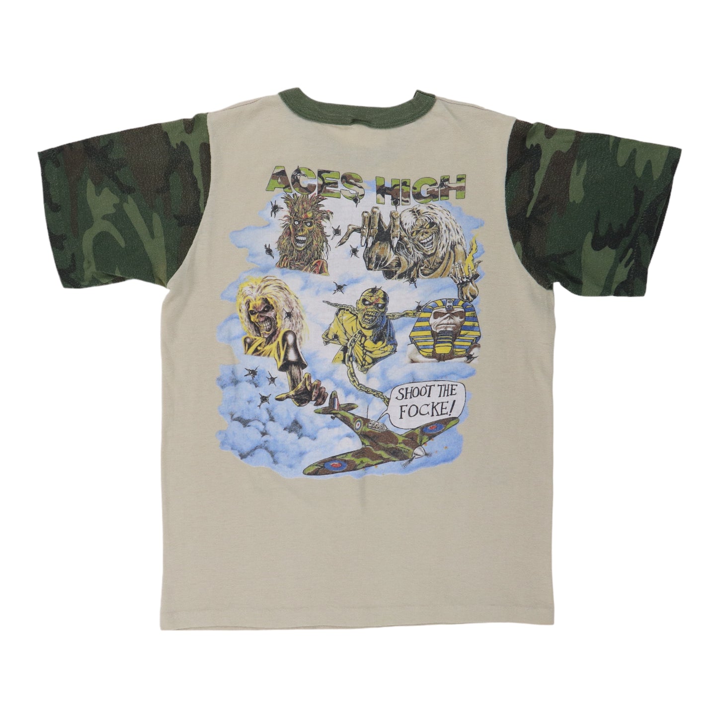 1984 Iron Maiden Aces High Camo Sleeve Shirt
