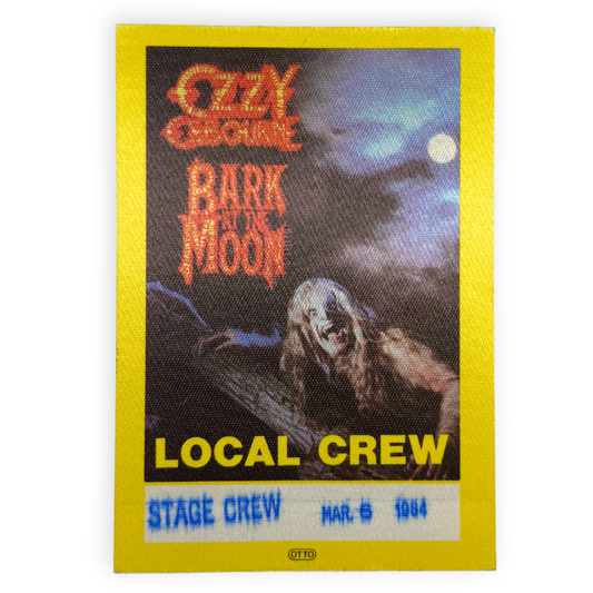 1984 Ozzy Osbourne Bark At The Moon Backstage Pass