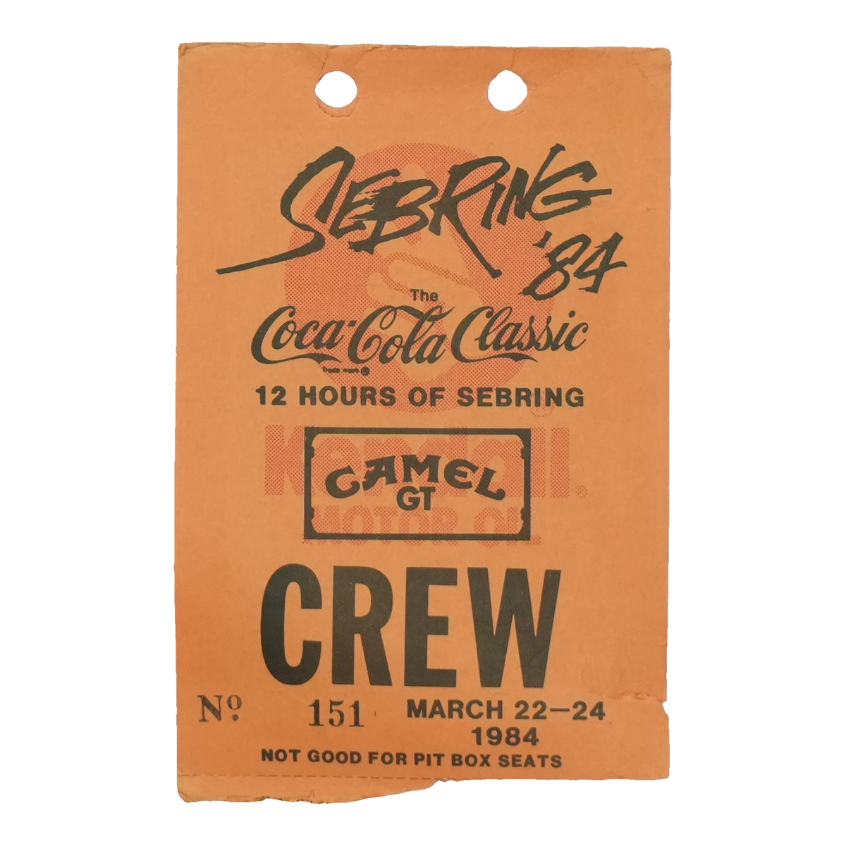 1984 12 Hours Of Sebring Camel GT Crew Pass front