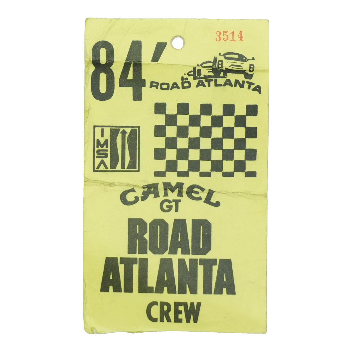 1984 Road Atlanta Camel GT IMSA Crew Pass front