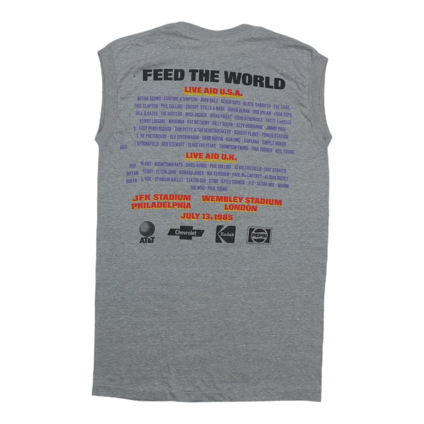 1985 Live Aid Philadelphia Sleeveless Concert Shirt Back