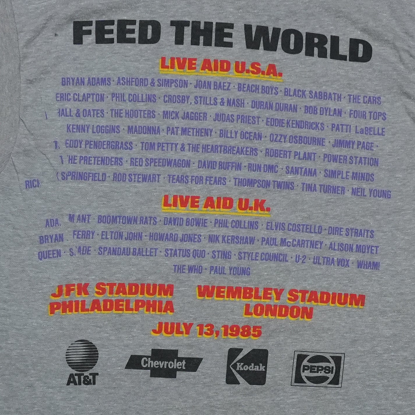 1985 Live Aid Philadelphia Sleeveless Concert Shirt Detail 4