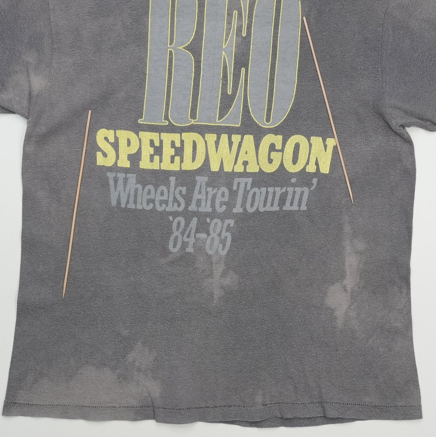 1985 REO Speedwagon Wheels Are Turnin Tour Shirt Detail 6