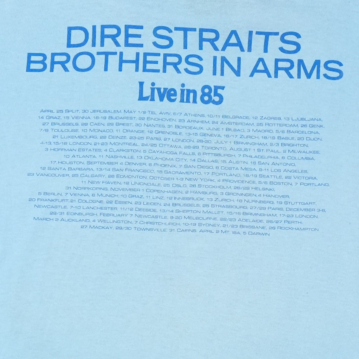 1985 Dire Straits Brothers In Arms Tour Shirt