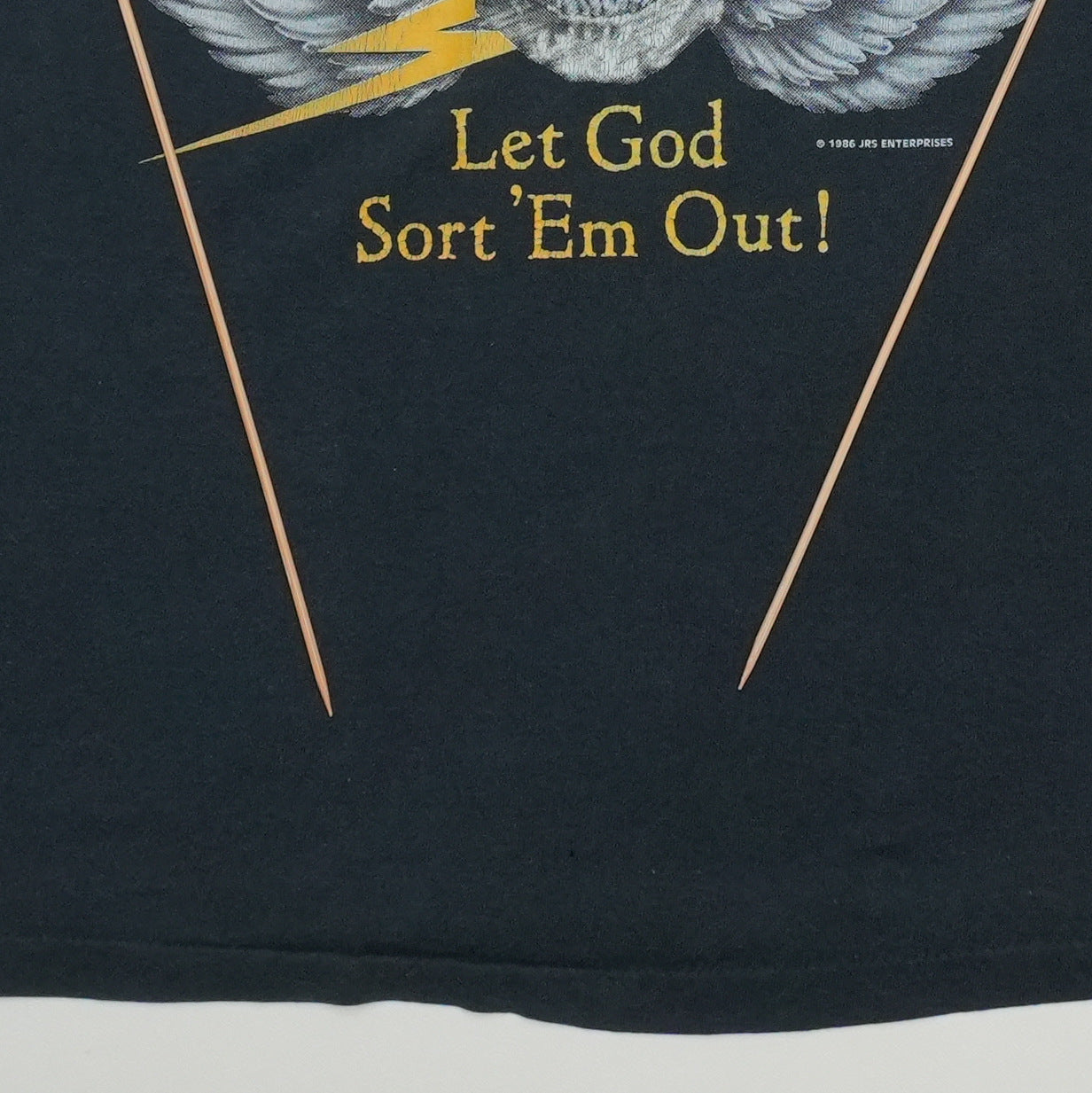 1985 Kill Em All Let God Sort Em Out Skull Shirt Detail 5