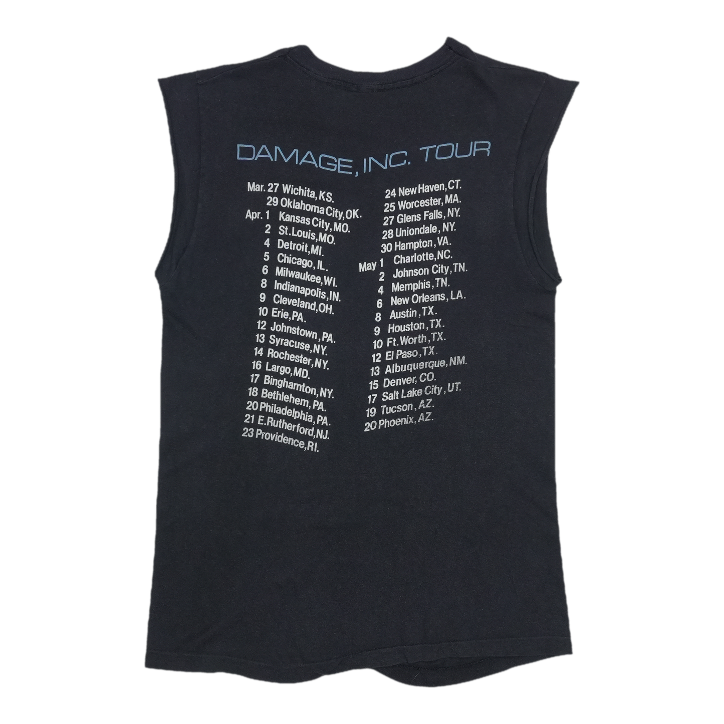 1986 Metallica Master Of Puppets Damage Inc Tour Shirt Back