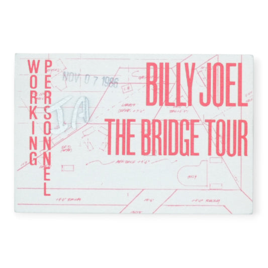 1986 Billy Joel The Bridge Tour Working Personnel Backstage Pass