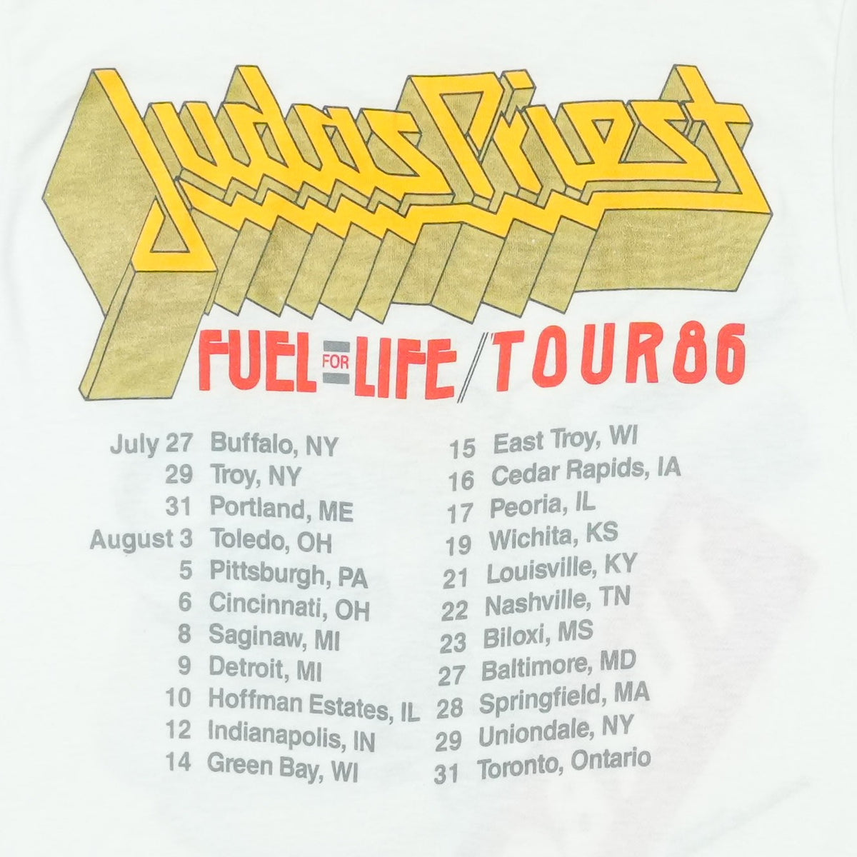 1986 Judas Priest Fuel For Life Tour Shirt