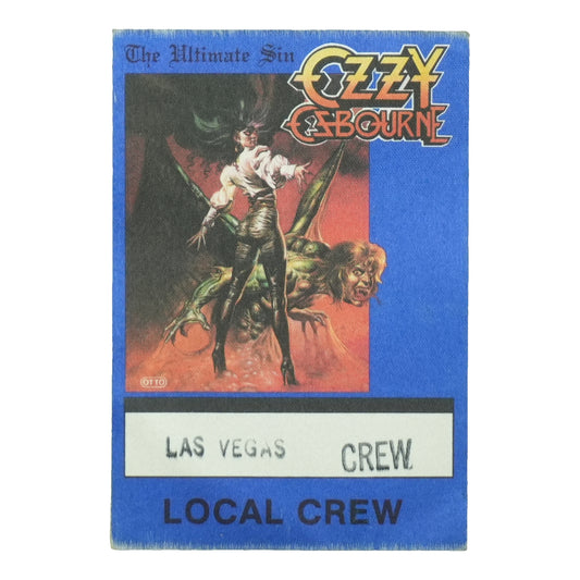 1986 Ozzy Osbourne The Ultimate Sin Tour Las Vegas Local Crew Pass front
