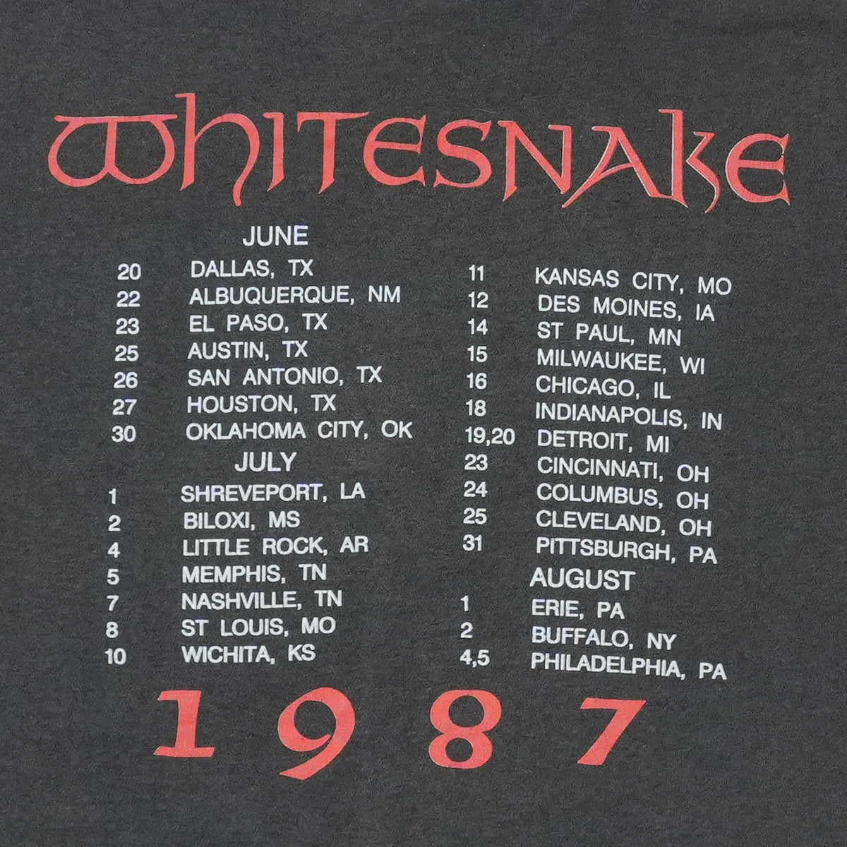 1987 Whitesnake Tour Shirt