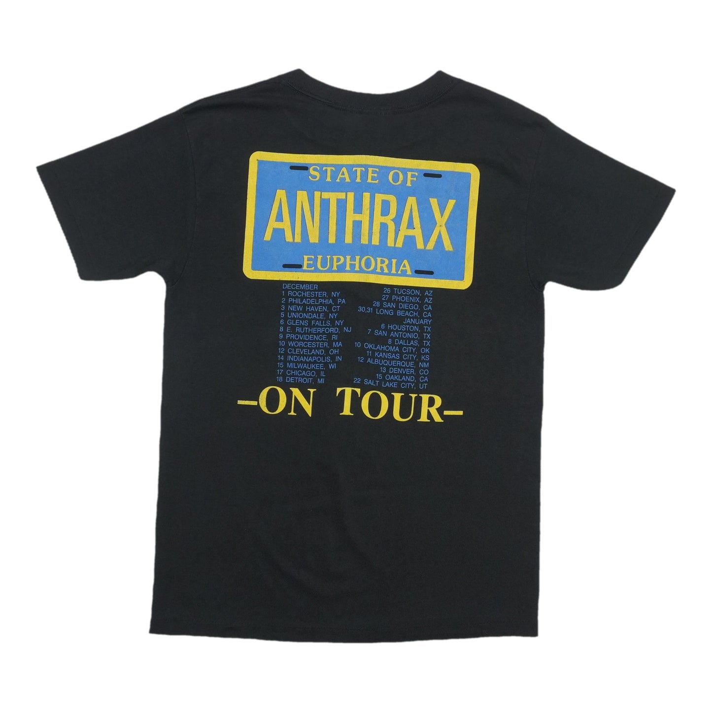 1988 Anthrax State Of Euphoria Tour Shirt Back
