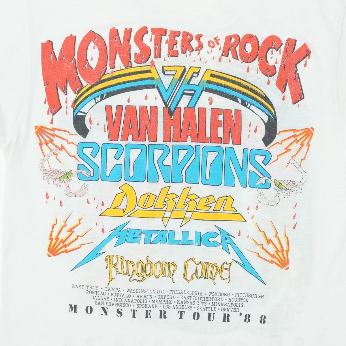 1988 Monsters of Rock Van Halen Metallica Tour Shirt