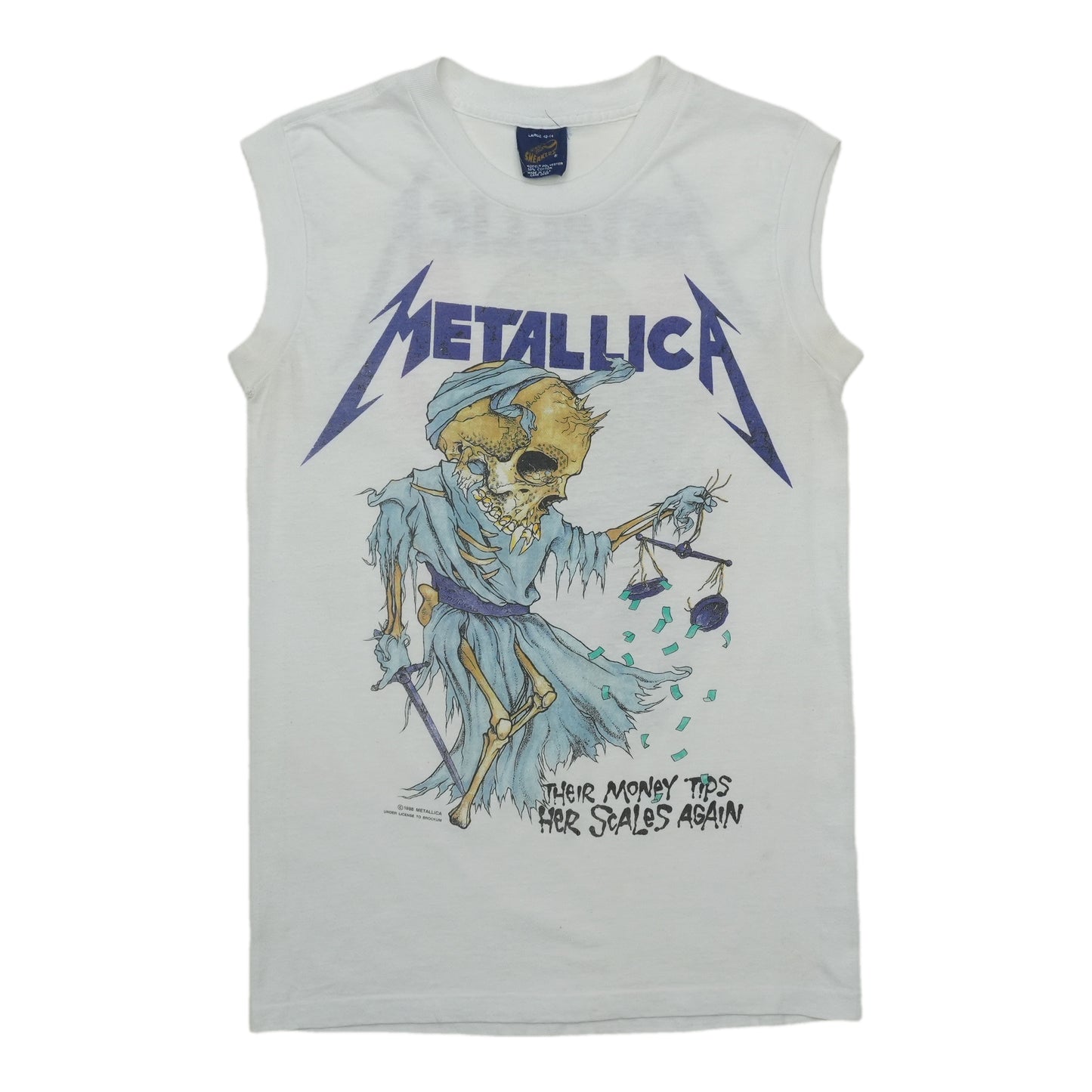 1990s Metallica Their Money Tips Her Scales Again Sleeveless Shirt Front