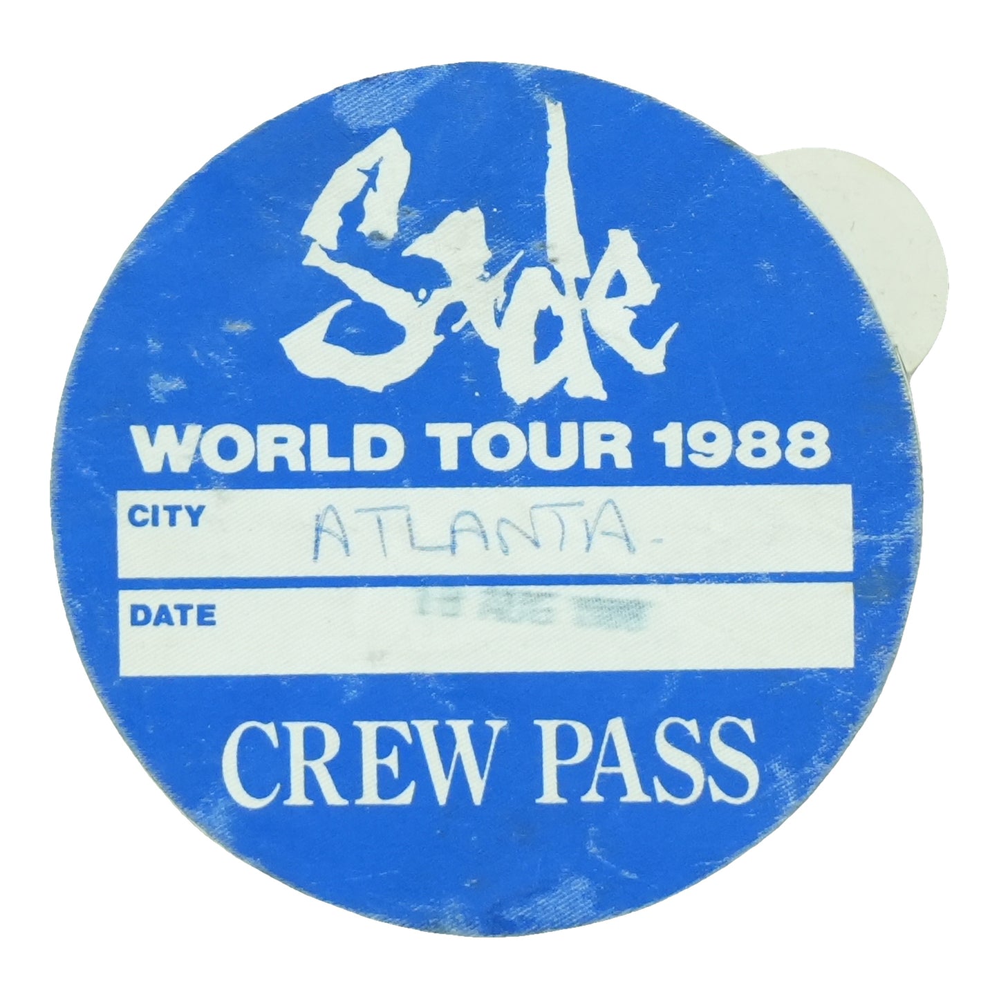 1988 Sade World Tour Atlanta Crew Pass front