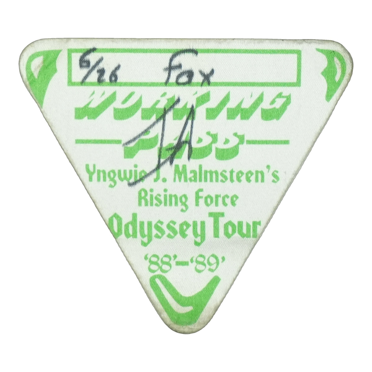 1988 Yngwie Malmsteen Odyssey Tour Working Backstage Pass front