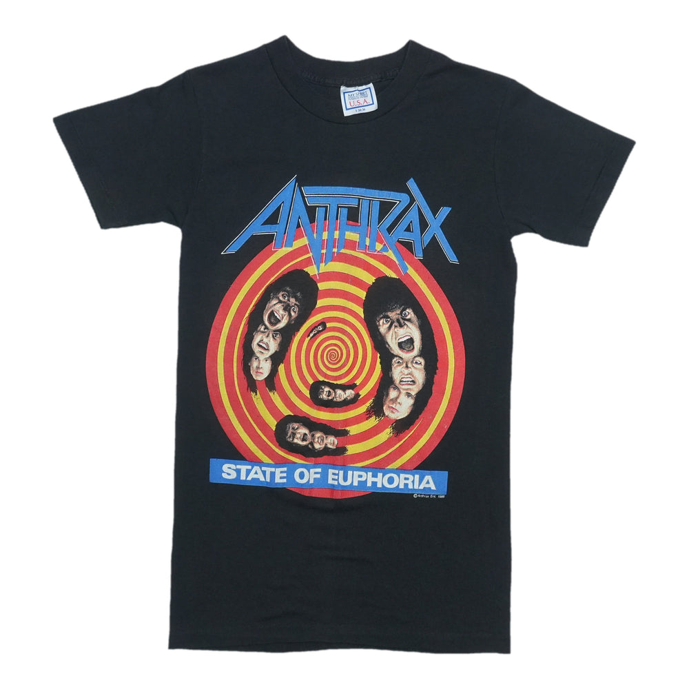 1989 Anthrax State Of Euphoria On Tour Shirt Front