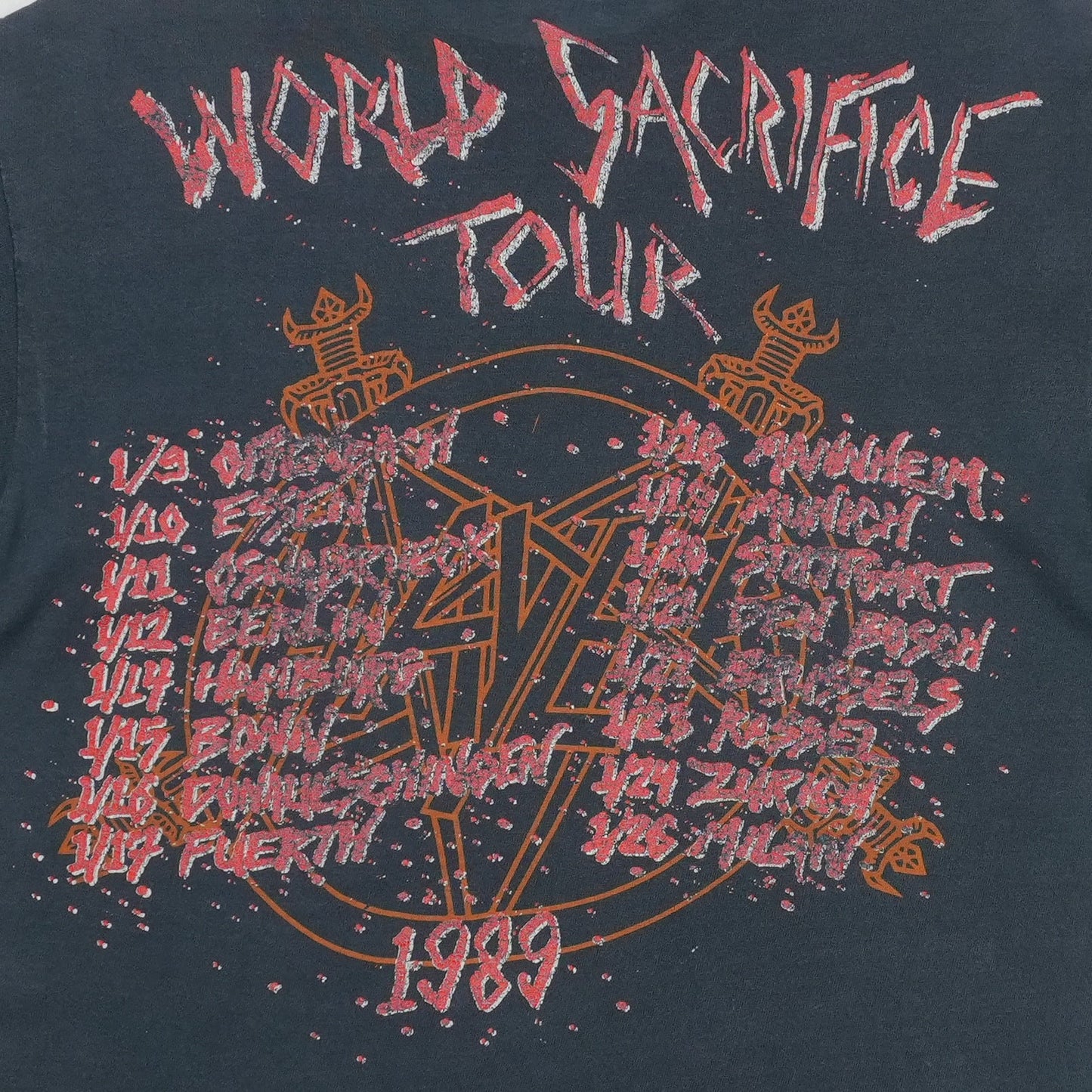 1989 Slayer South Of Heaven World Sacrifice Tour Shirt Detail 6