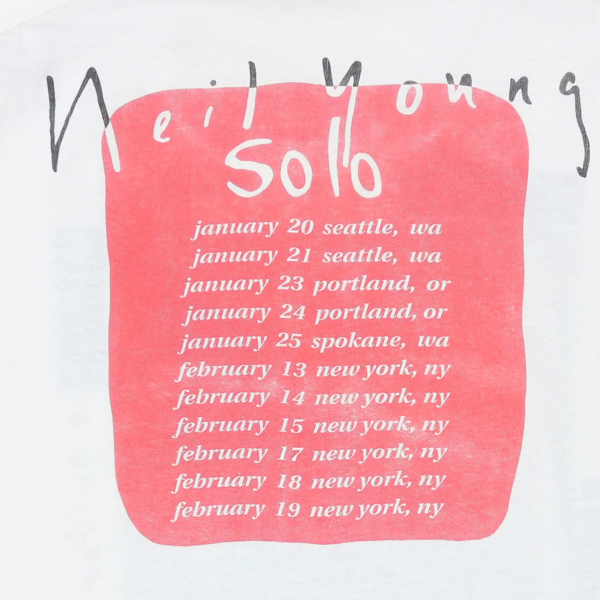 1989 Neil Young Solo Acoustic Tour Shirt