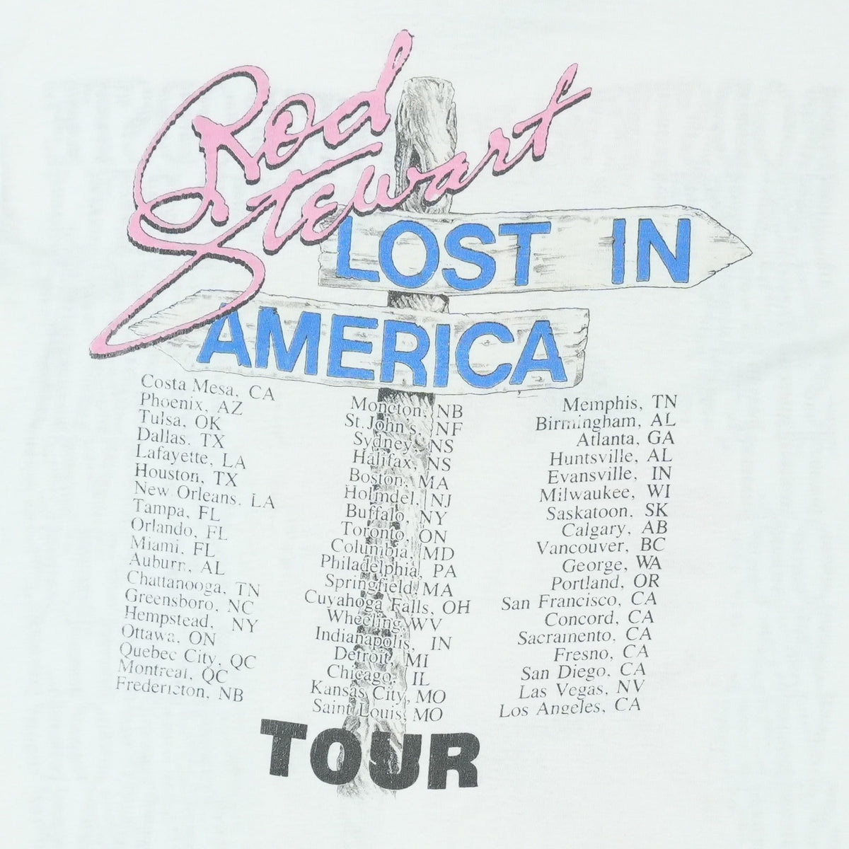 1989 Rod Stewart Lost in America Tour Shirt