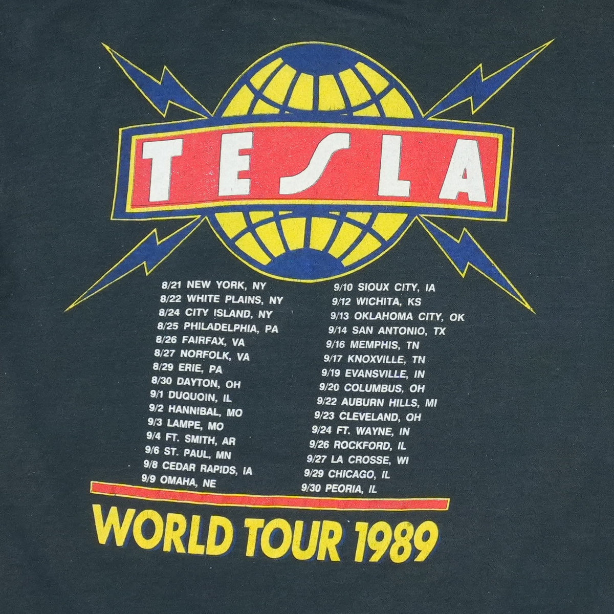 1989 Tesla World Tour Shirt
