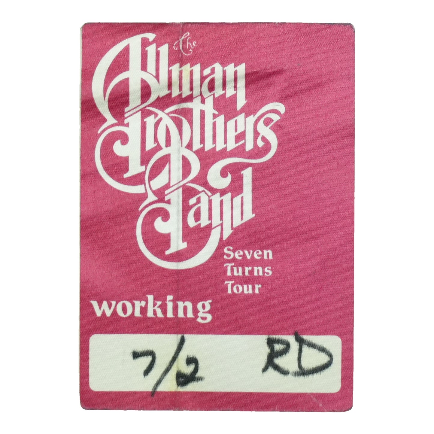 1990 Allman Brothers Band Seven Turns Tour Working Pass front