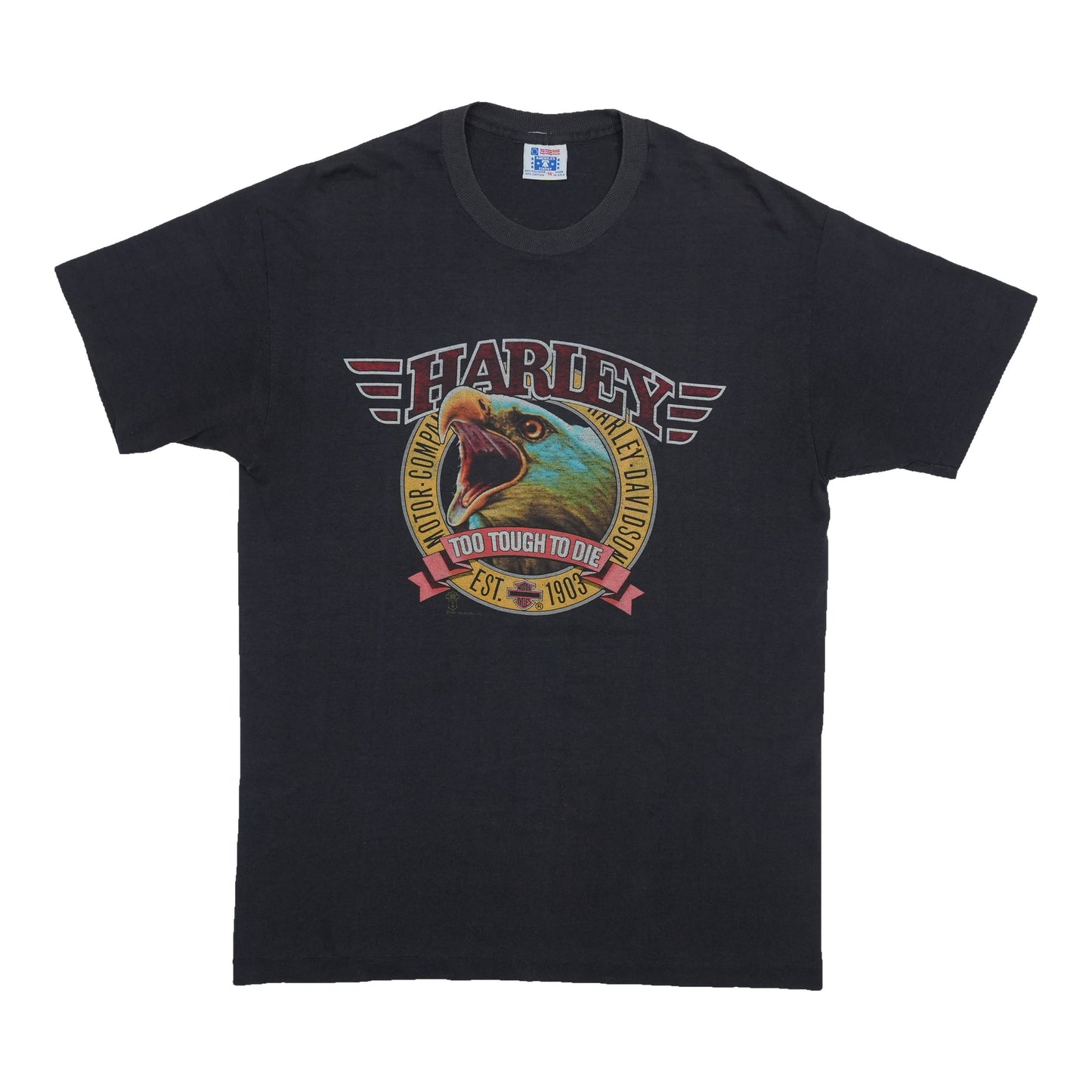 1990s Harley Davidson Too Tough To Die Ringer Tee