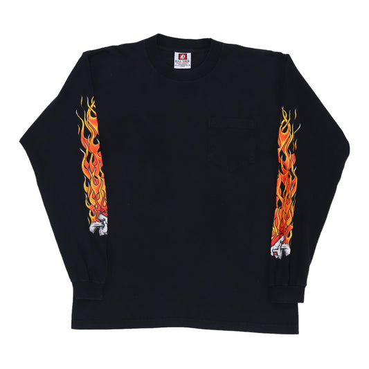 1990s Live Free Ride Free Flames Long Sleeve Shirt