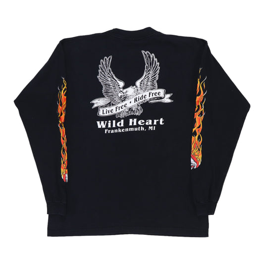 1990s Live Free Ride Free Flames Long Sleeve Shirt