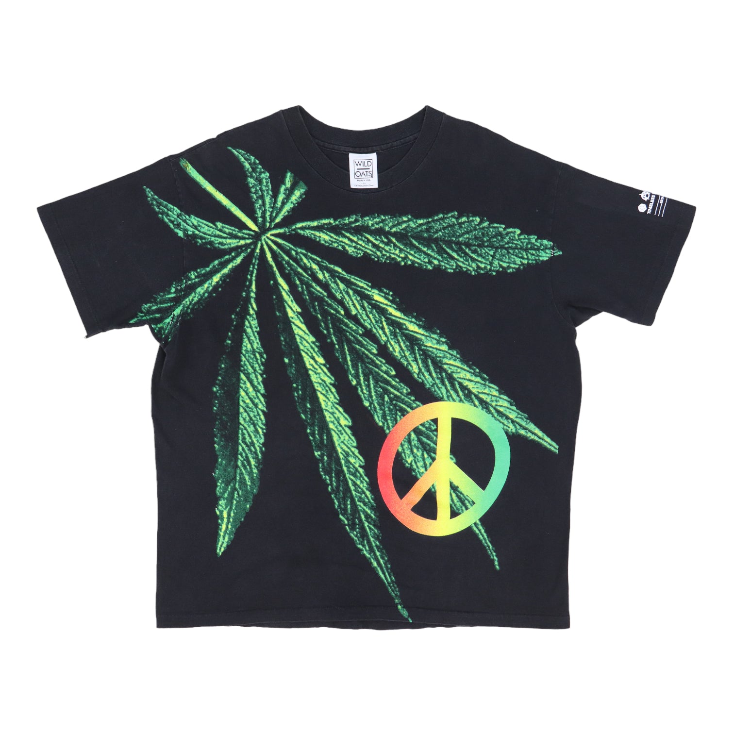 1990s Marijuana Leaf Peace Sign All Over Print Shirt | Authentic