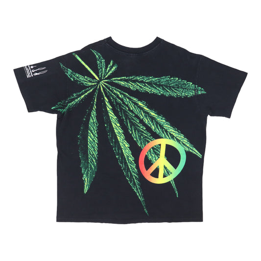 1990s Marijuana Leaf Peace Sign All Over Print Shirt