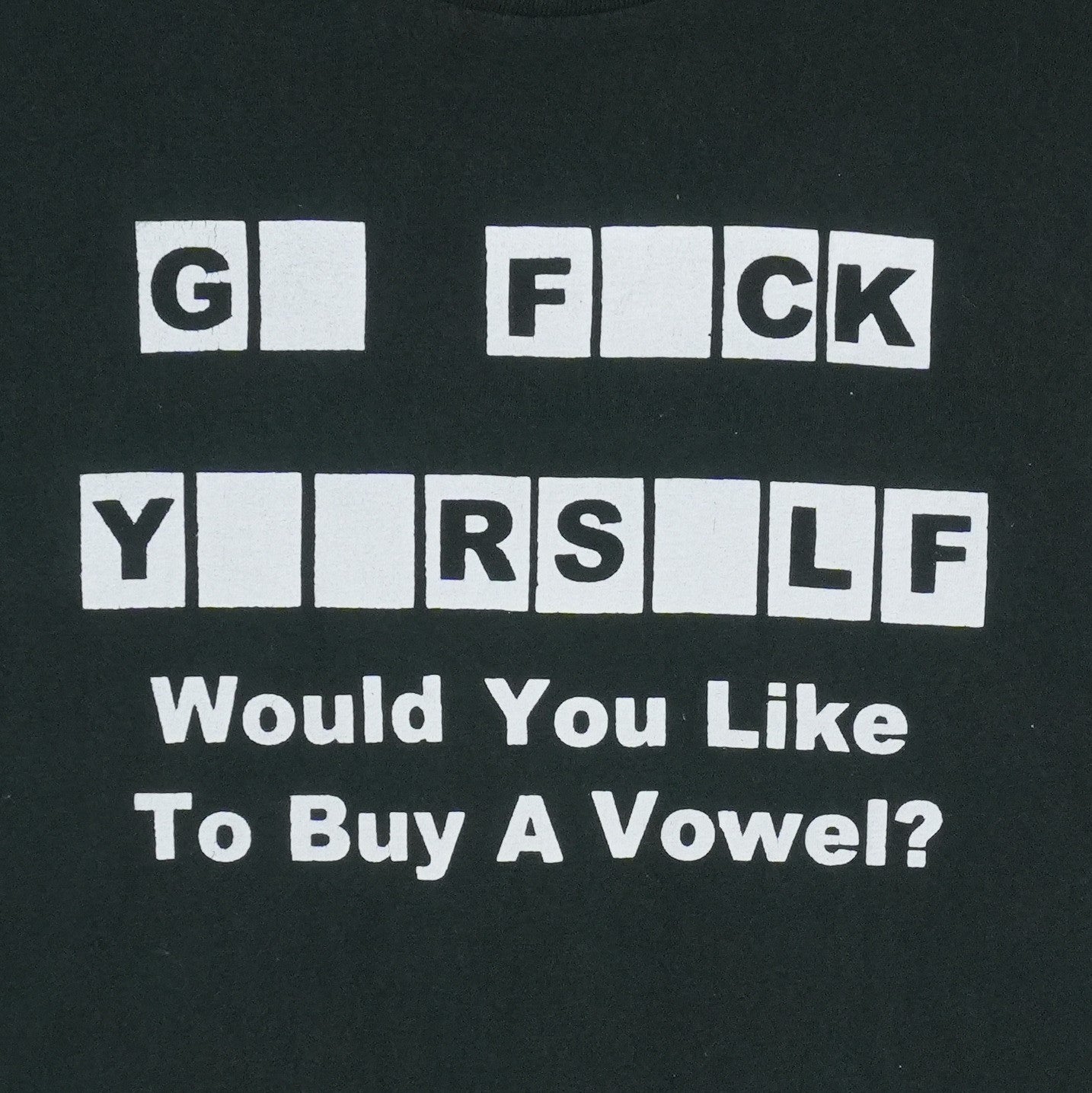 1990s Would You Like To Buy A Vowel Novelty Shirt
