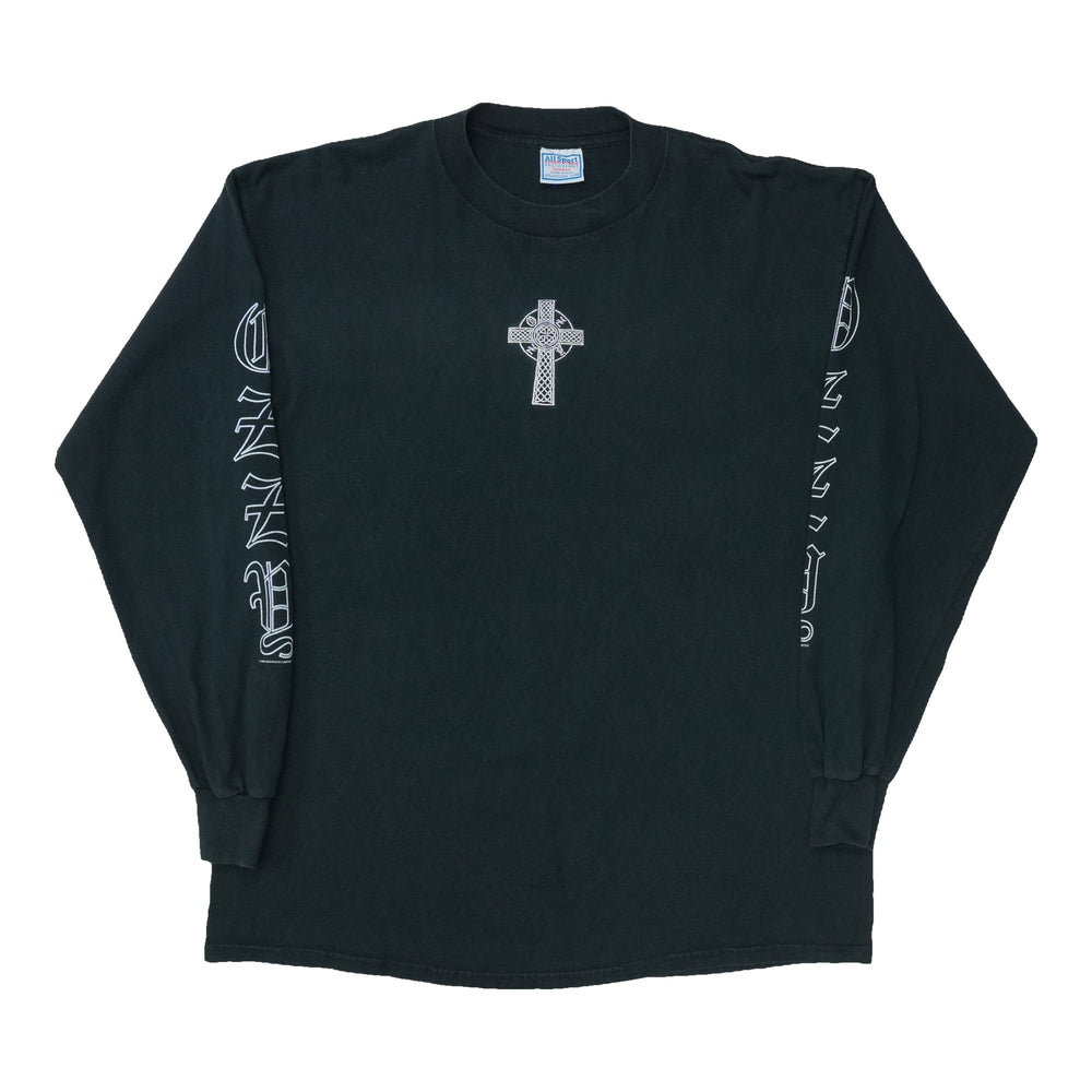 1990s Ozzy Osbourne Embroidered Celtic Cross Long Sleeve Shirt