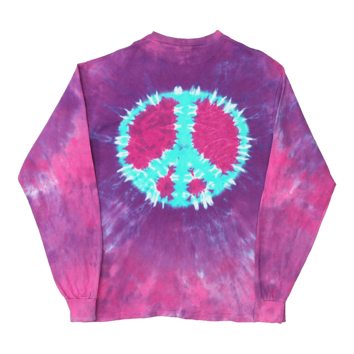 1990s Peace Sign Tie Dye Long Sleeve Shirt