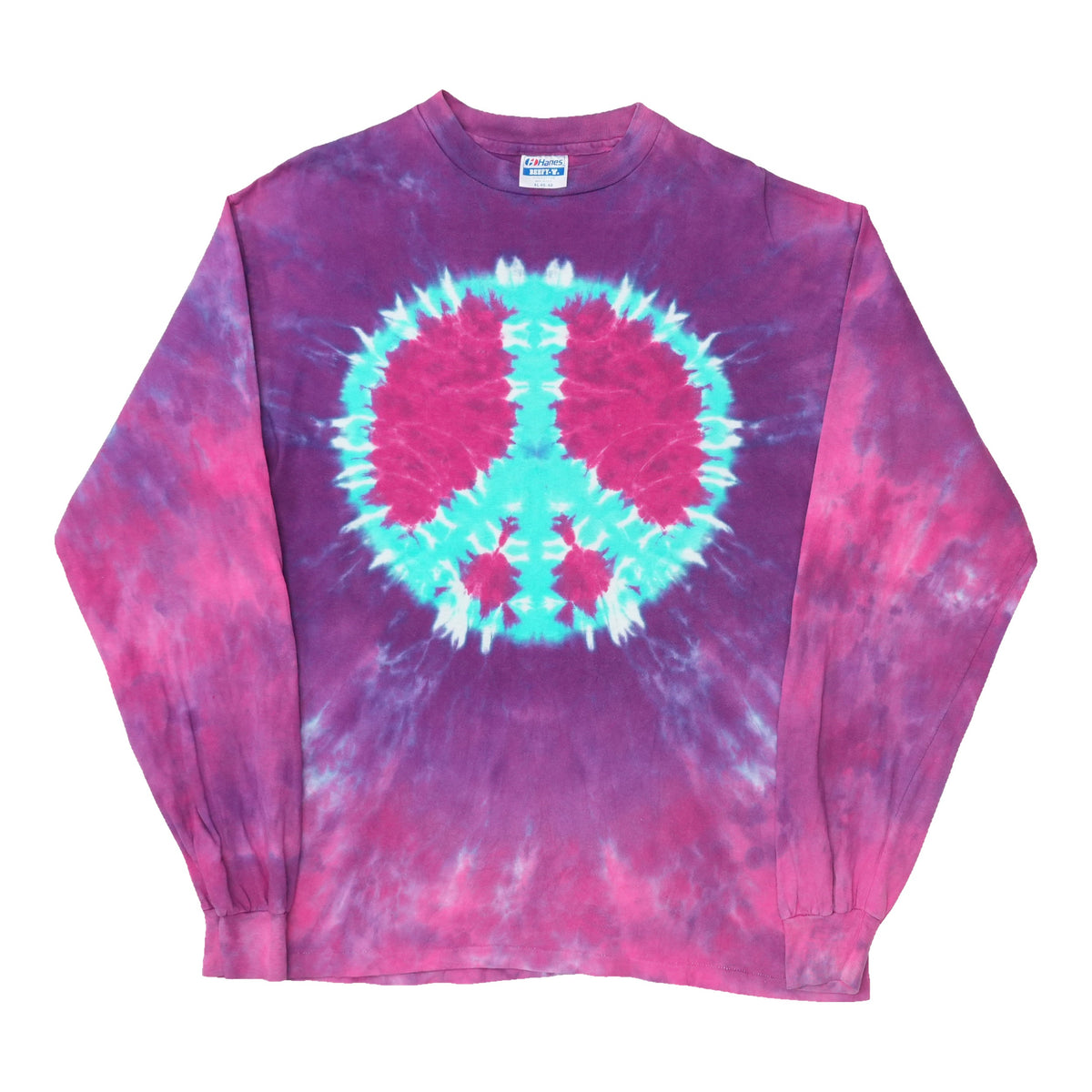 1990s Peace Sign Tie Dye Long Sleeve Shirt