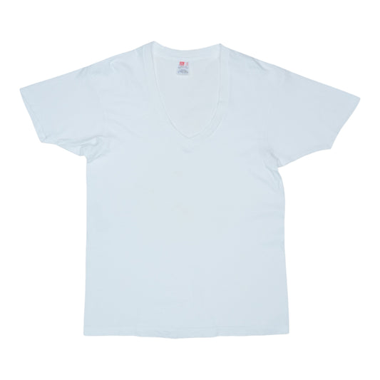 1990s Blank White V-Neck Shirt