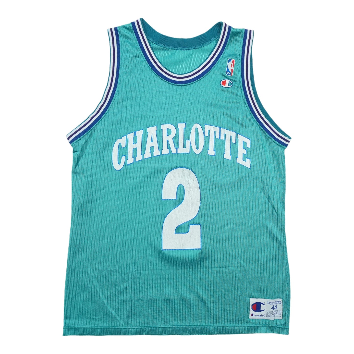 1990s Charlotte Hornets Larry Johnson Champion Jersey Front