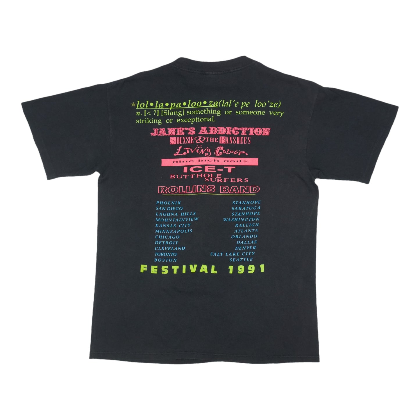 1991 Lollapalooza Festival Tour Shirt Back