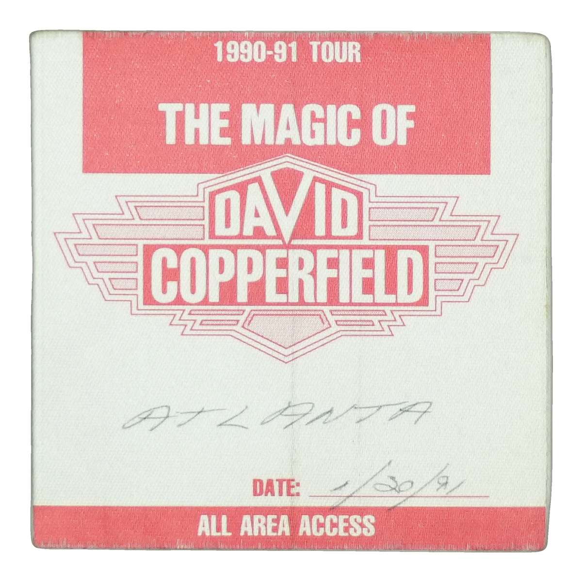 1991 The Magic of David Copperfield Tour All Area Access Backstage Pass front