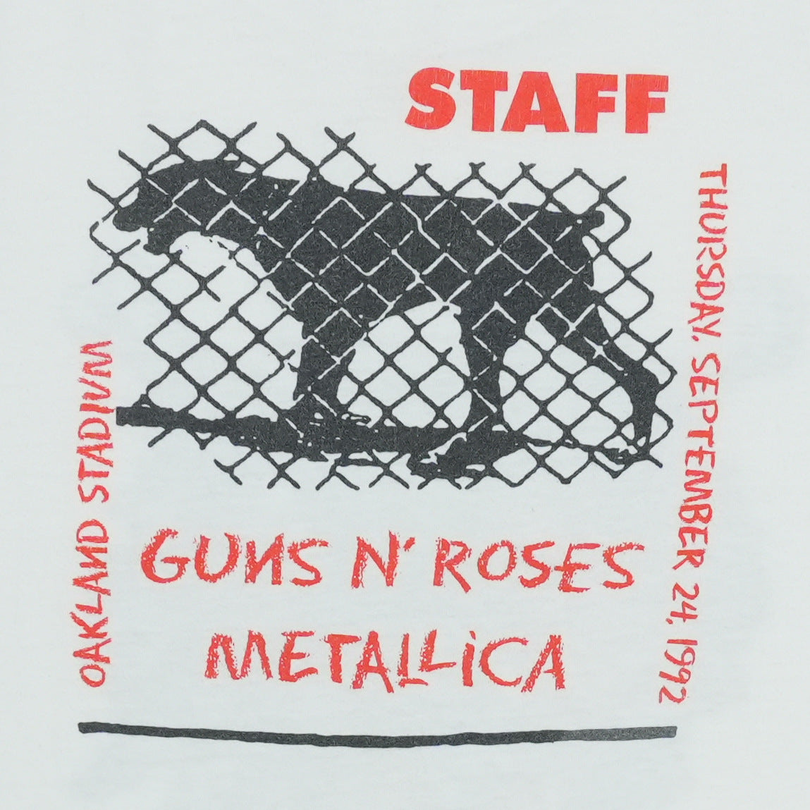 1992 Day On The Green Guns N Roses Metallica Staff Shirt Detail 2
