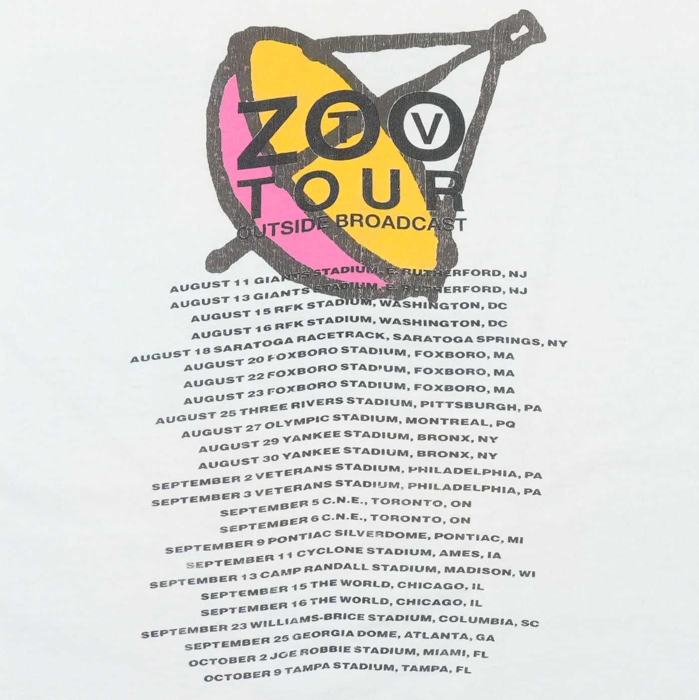 1992 U2 Zoo TV Outside Broadcast Tour Shirt